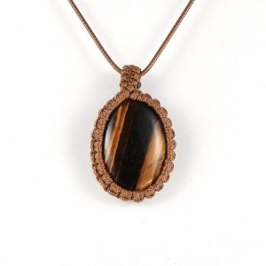 Collier macramé pierre