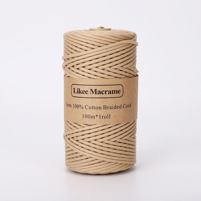 Corda macramè 3mm intrecciata 100m colore sabbia