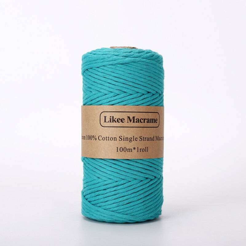 Corda macramè 3mm pettinata 100m colore turchese