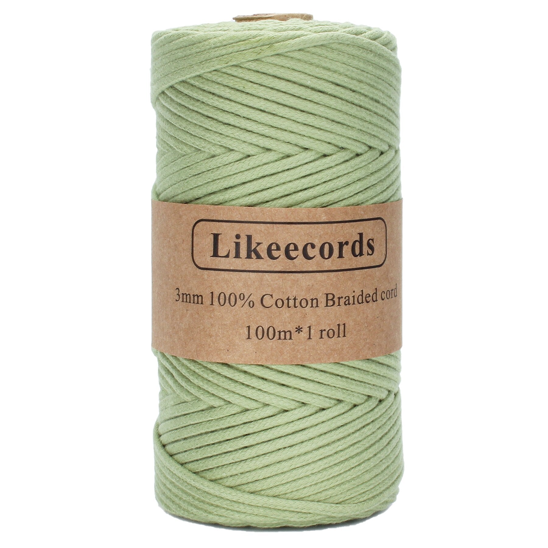 Corda macramè 3mm intrecciata 100m colore verde pastello