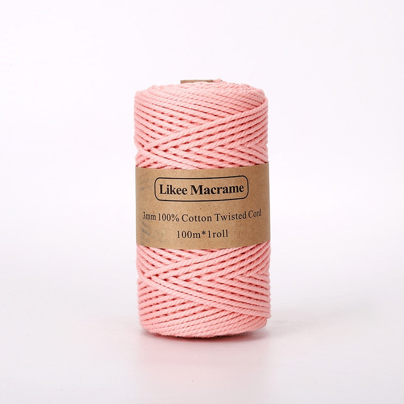 Filo per macramè 3mm ritorto 100m colore rosa