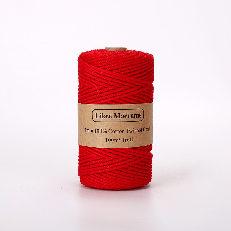 Filo per macramè 3mm ritorto 100m colore rosso