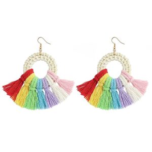 Boucle d'oreille ronde macramé