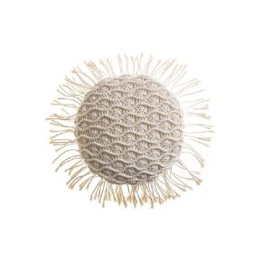 Un coussin rond de style macramé contemporain et coloré