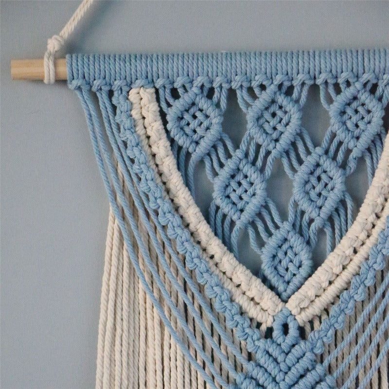 Arazzo da parete in macramè blu - immagine 2