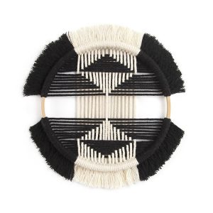 Macramé mural noir