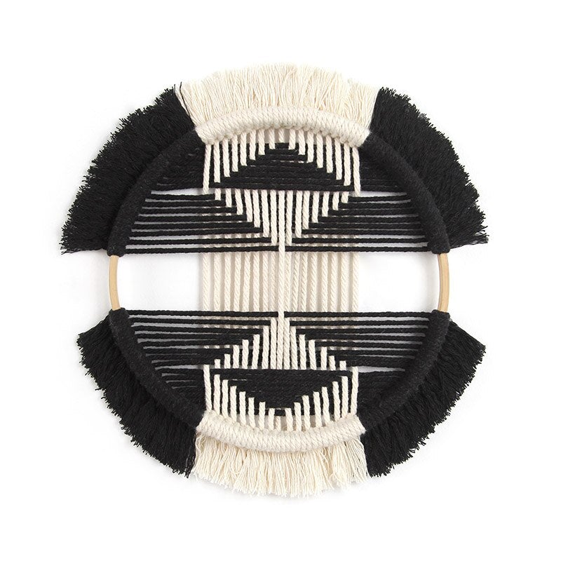 Macramé mural noir