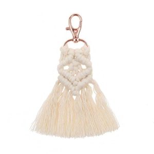 Porte clé macramé plume